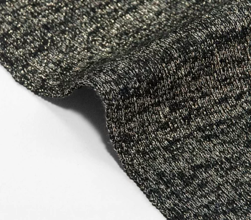 Трикотаж резинка, полушерсть с люрексом, цвет черный/золото, ALP22-03