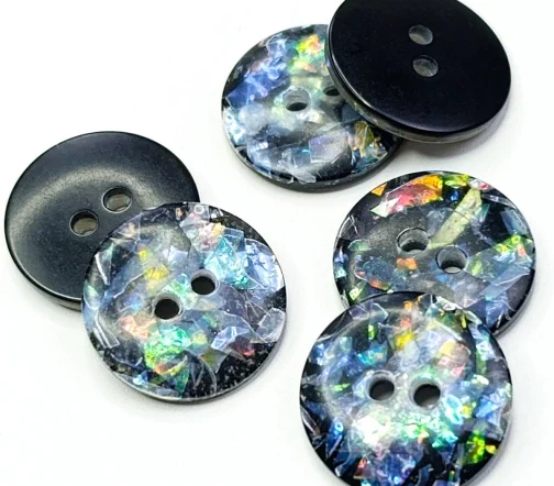 Пуговица DILL "Перламутровая", 2 отв., пластик, цвет черный, 19 мм