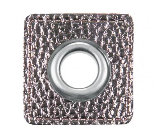 Люверс пришивной на патче HKM "Квадрат", 3,3см, 2шт., цвет серебристый, арт. 1200/76