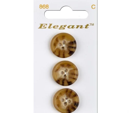 Пуговицы Elegant, арт. 868 D, 4 отв., 19 мм, пластик, 3 шт., бежевый