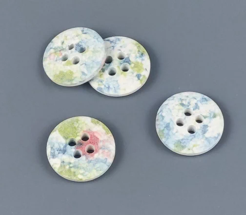 Пуговицы, Union Knopf, "Брызги красок", 4 отверстия, пластик, 18 мм