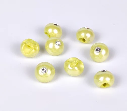 Пуговица DILL "Шарик со стразом", на ножке, пластик, цвет желтый, 10 мм