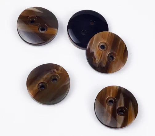 Пуговица, Union Knopf, 2 отв., пластик, цвет бежево-рыжий, 20 мм