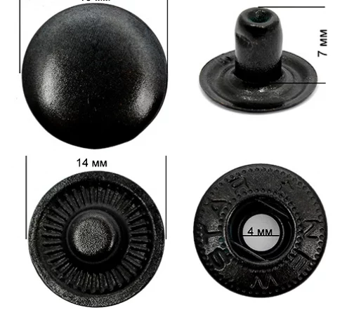 Кнопки New Star "Альфа", 15 мм, сталь, цвет черный, уп./50шт.