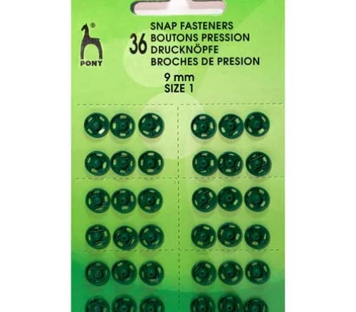 78903/04 PONY Кнопки одежные 11 мм, латунь, зеленые, 6 шт.