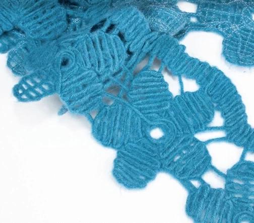 Кружевная шерстяная тесьма, ширина 10 см, цвет голубой, 02155-1