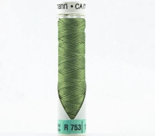 Нить Silk R 753 для фасонных швов, 10м, 100% шелк, цвет 283 умеренный папоротник, Gutermann 703184