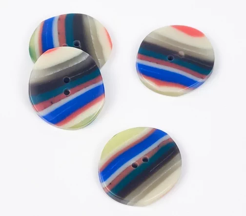 Пуговицы, Union Knopf, "Цветные полосы", 2 отверстия, пластик, 34 мм