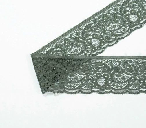 Кружево LAKIDAIN, ширина 34 мм, цвет темно-зеленый