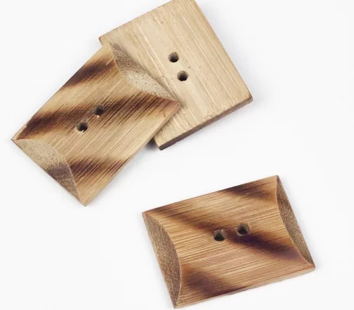 Пуговица, Union Knopf, "Прямоугольник", 2 отв., натур. дерево, 40 мм