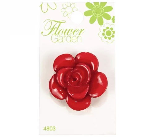 Пуговица, Flower Garden, арт. 4803, на ножке, 34 мм, пластик, красный