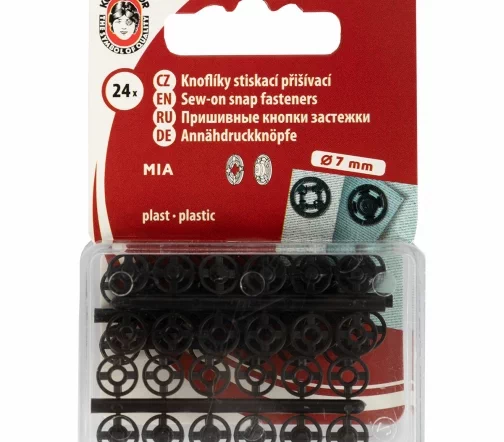 Кнопки пришивные, Koh-i-Noor, 7 мм, пластик, цвет черный, 24 шт., 154804