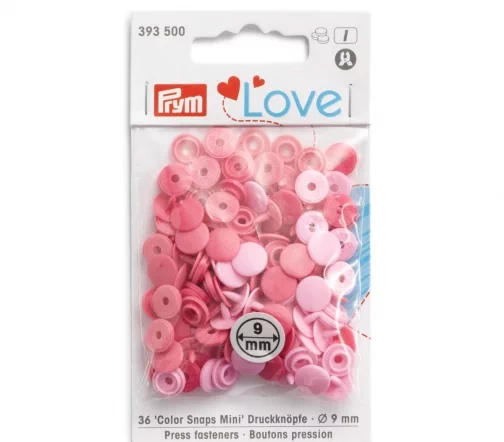393500 Kнопки Color Snaps Mini Prym Love, розовый цв., 9мм, 36шт, Prym