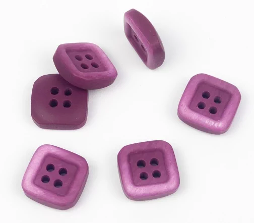 Пуговица, Union Knopf, 4 отв., квадрат, пластик, цв.брусника, 15 мм, 453436-015-0058