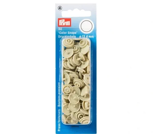 393123 Кнопки Color Snaps, пластик, круг 12,4мм, цв. бежевый, 30шт, Prym