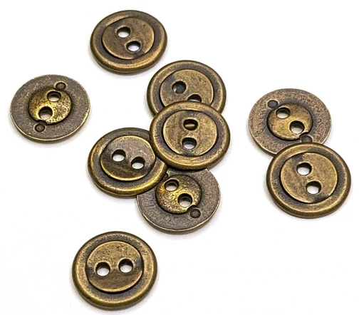 Пуговица DILL, 2 отв., металл, цвет состаренная латунь, 15 мм