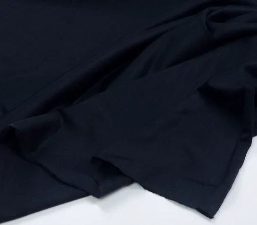 Трикотаж шерстяной однотонный, цвет темно-синий, 1122403