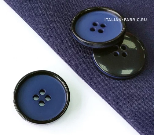 Пуговица Sandra с черным ободком, 22 мм, 4 отв., пластик, темно-синий, 75547-36-P3390