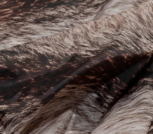 Плащевая ткань с принтом "Мех", оттенки коричневого, 01124