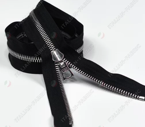 Молния RiRi металл двусторонняя, разъёмная,1 замок 6мм 70см, Flach DT, цепь Ni, цвет 2110, черный