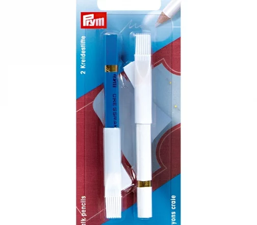 611626 Меловые карандаши со стирающей кисточкой 11см белый/синий, Prym