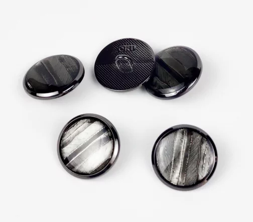 Пуговица, Union Knopf, на ножке, металл/пластик, цвет черненый металл, 20 мм