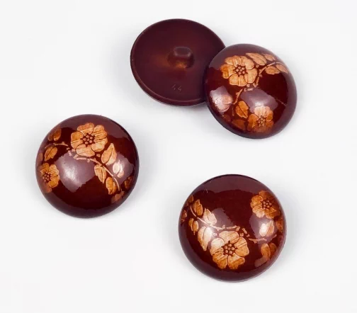 Пуговица, Union Knopf, "Цветы", на ножке, пластик, цвет рыжий, 28 мм