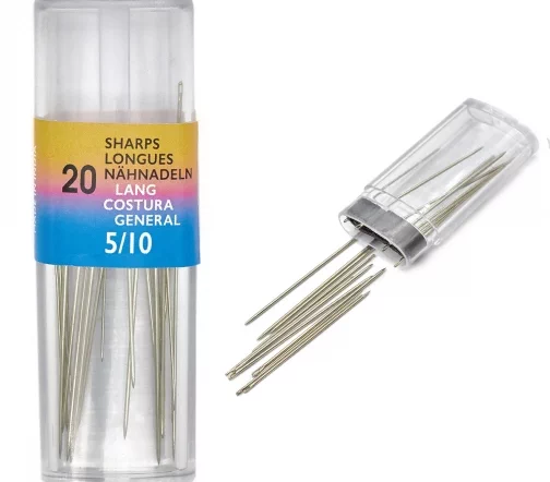 Иглы ручные для шитья Sharps в тубе с магнитом, № 5-10, 20 шт., PONY 01613