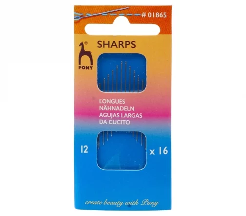 Иглы ручные для шитья Sharps с острым кончиком, № 12, 16 шт., PONY 01865
