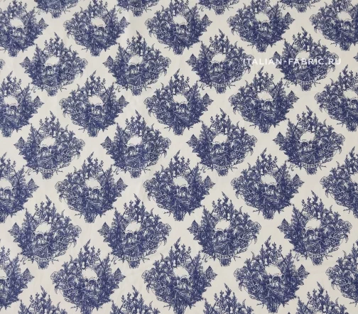 Поплин "Черепа", фон белый, 00816-2