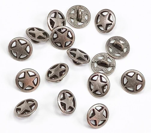 Пуговица Union Knopf "Звезда", на ножке, металл, цвет состар.серебро, 11 мм