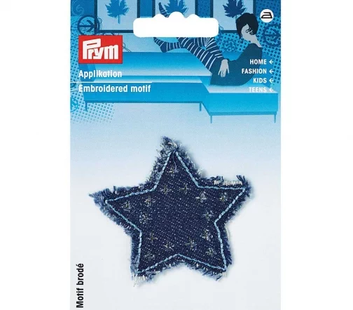 925610 Термоаппликация джинс "Звезда темно-синяя с бахромой" 6х6 см, Prym
