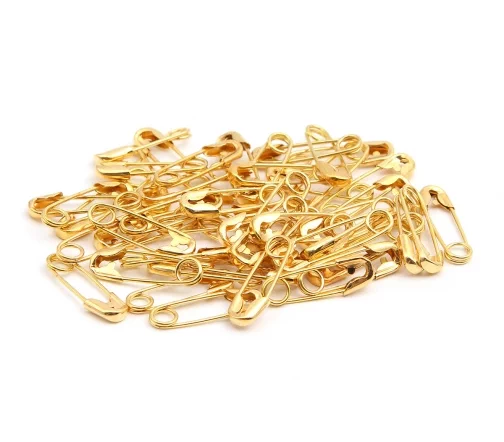 Булавки английские №000/00 (19/22 мм), металл, цвет золото, 50 шт., пластик.контейнер, PONY 84481