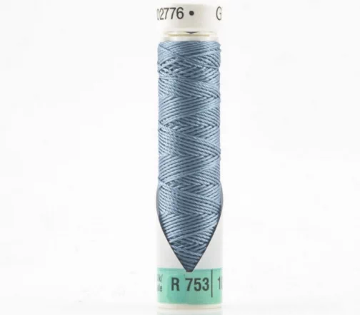 Нить Silk R 753 для фасонных швов, 10м, 100% шелк, цвет 074 сиренево-джинсовый, Gutermann 703184