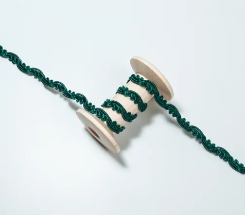 Тесьма PEGA ажурная, 11 мм, цвет зеленый