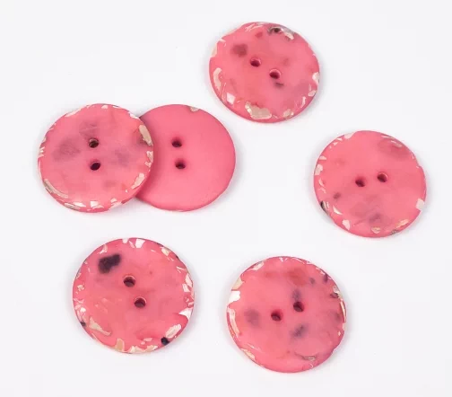 Пуговицы, Union Knopf, "Круглые с перламутром", 2 отв., пластик/раковина, цвет розовый, 25 мм