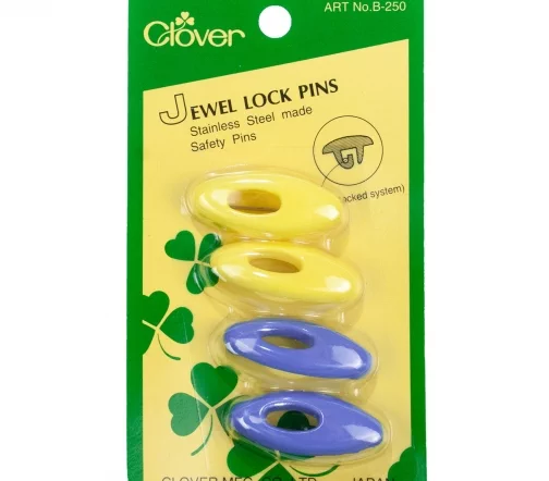 B-250-1 Булавки безопасные для белья и детской одежды, цвет желтый/синий, 4 шт., Clover