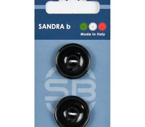 Пуговицы Sandra, 23 мм, 2 отв., пластик, 2 шт., цвет черный, CARD168