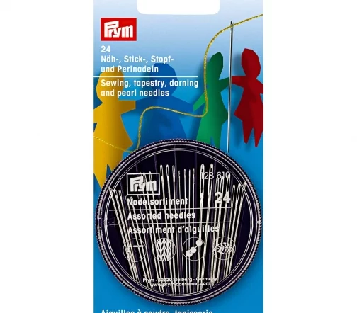 128610 Иглы набор для шитья, вышивки, штопки и бисероплетения в распределительном пенале Prym