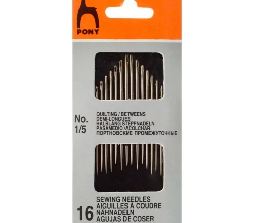 Иглы ручные для шитья полудлинные, № 1-5, 16 шт., PONY 03313