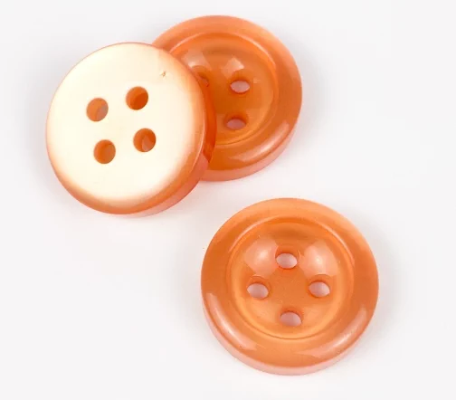 Пуговицы, Union Knopf, "Круглые, прозрачные", 4 отв., пластик, цвет персиковый, 28 мм