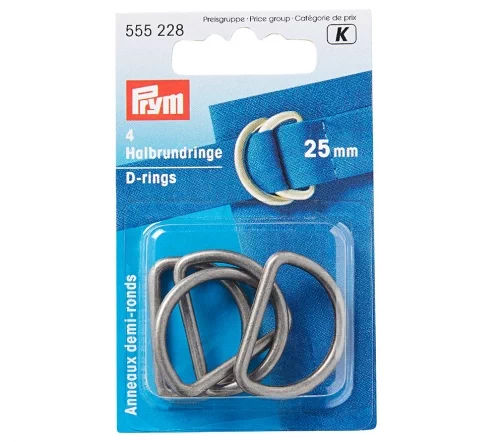 555228 Полукольца, металл, 25 мм, цв. состаренного серебра, упак./4 шт., Prym