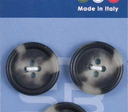 Пуговицы Sandra, 20,5 мм, 4 отв., пластик, 3 шт., черно-серый, CARD071