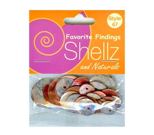 Пуговицы "Shellz & Naturals", перламутр, 2 отв., 13-23мм, 32 шт., цв.охра