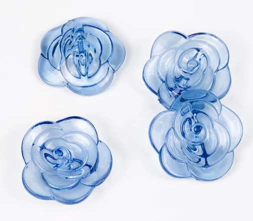 Пуговицы, Union Knopf, "Роза прозрачная", на ножке, пластик, цвет синий, 30 мм
