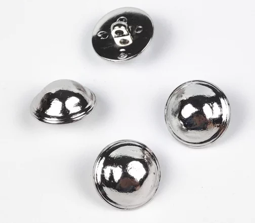 Пуговица, Union Knopf, на ножке, металл.пласт., цвет блест.серебро, 18 мм