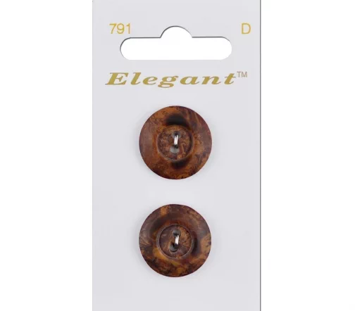 Пуговицы Elegant, арт. 791 Н, 2 отв., 19  мм, пластик, 2 шт., коричневый