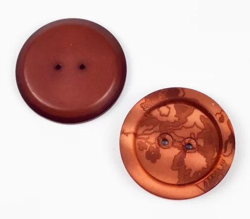 Пуговица, Union Knopf, "Цветочный орнамент", 2 отв., пластик, цвет бронзовый, 34 мм