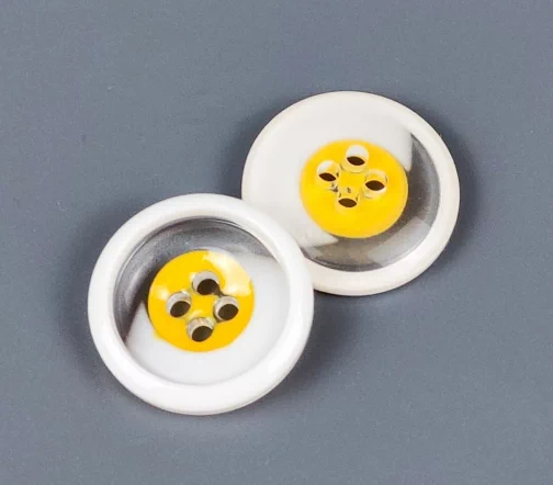 Пуговица, 4отв., пластик, цв. прозрачный/белый, 18 мм