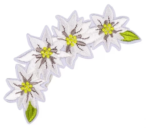 Термоаппликация HKM "4 белых цветка", 9,5 х 4,0 см, 42934